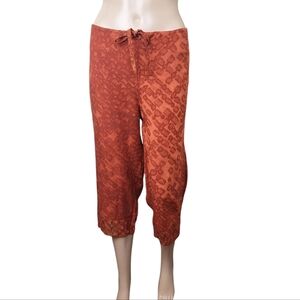Equinoxe Orange Palm Printed Pattern Pants S